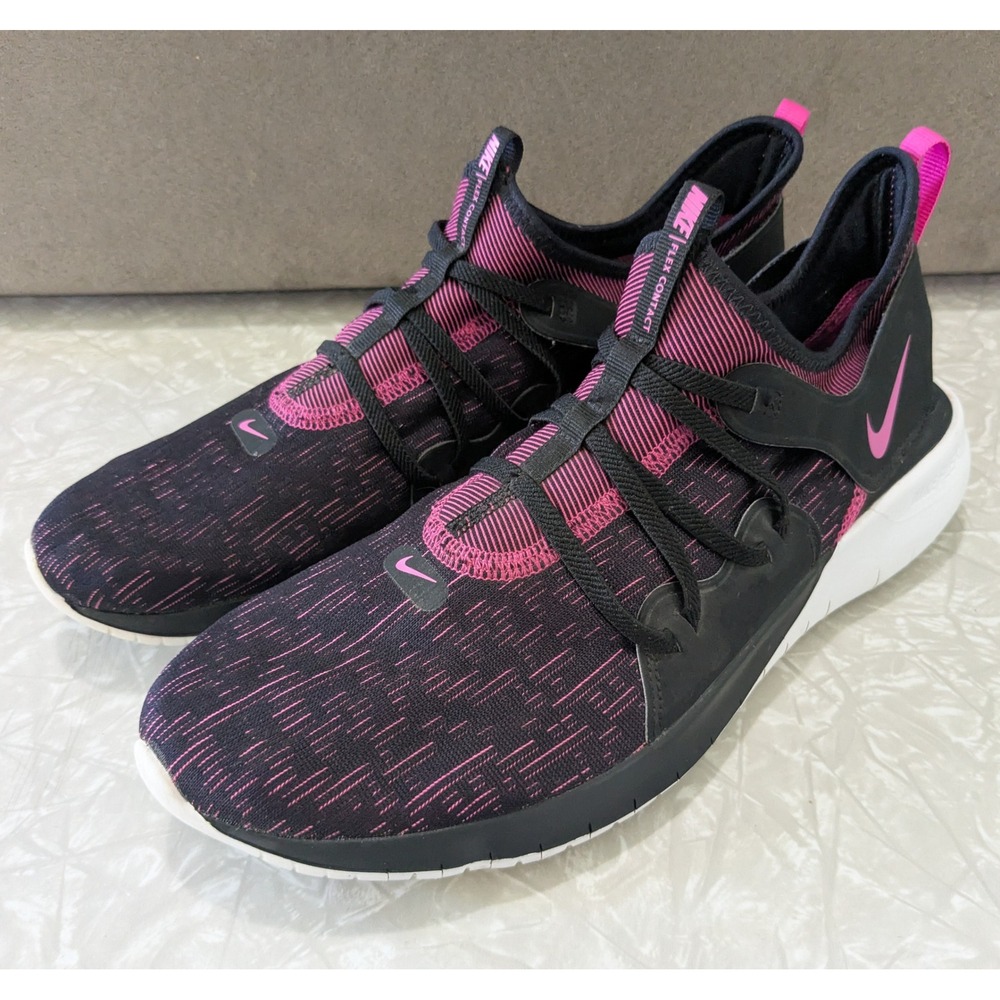 Nike Flex Contact 3 Black Laser Fuchsia Women's Lightweight Running Shoes Sz 11